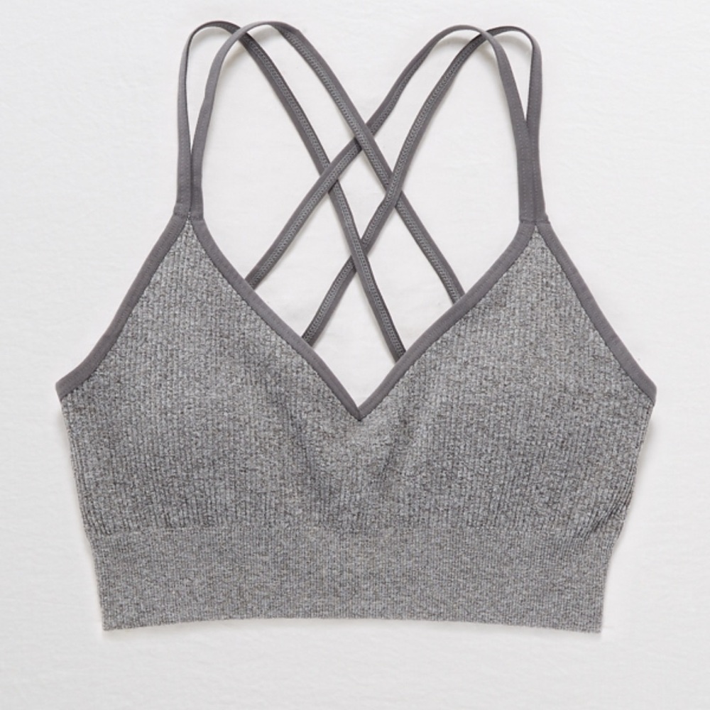 NWT Aerie Seamless Strappy Padded Bralette - Shell Gray, XL
